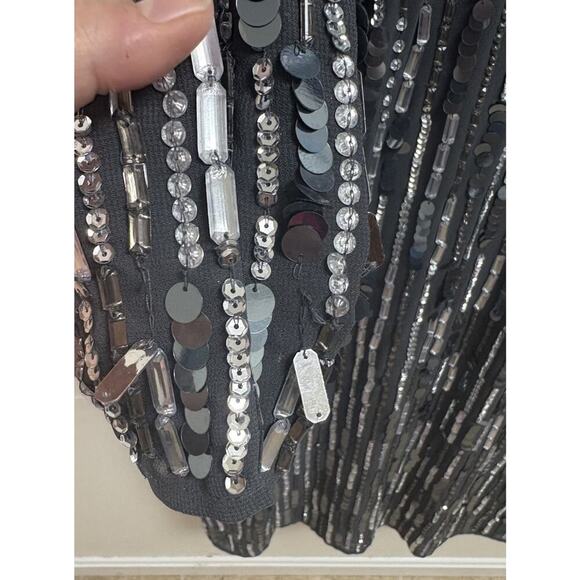 Mac Duggal 93590A Gray Sequin Beaded Long Sleeve Cocktail Dress Size 16 NWT - Picture 8 of 11